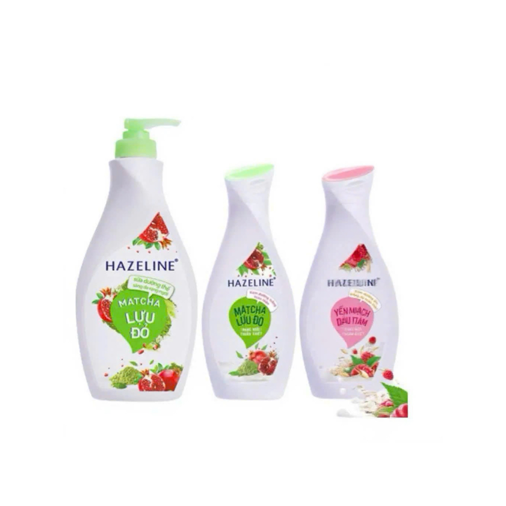 Sữa dưỡng thể Hazeline dưỡng trắng da Matcha Lựu đỏ 370 ml