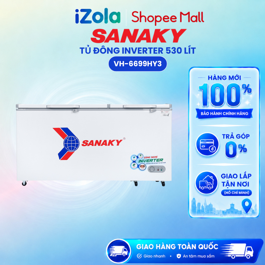 VH-6699HY3 - Tủ đông Sanaky Inverter 530 lít VH-6699HY3 - Hàng chính hãng