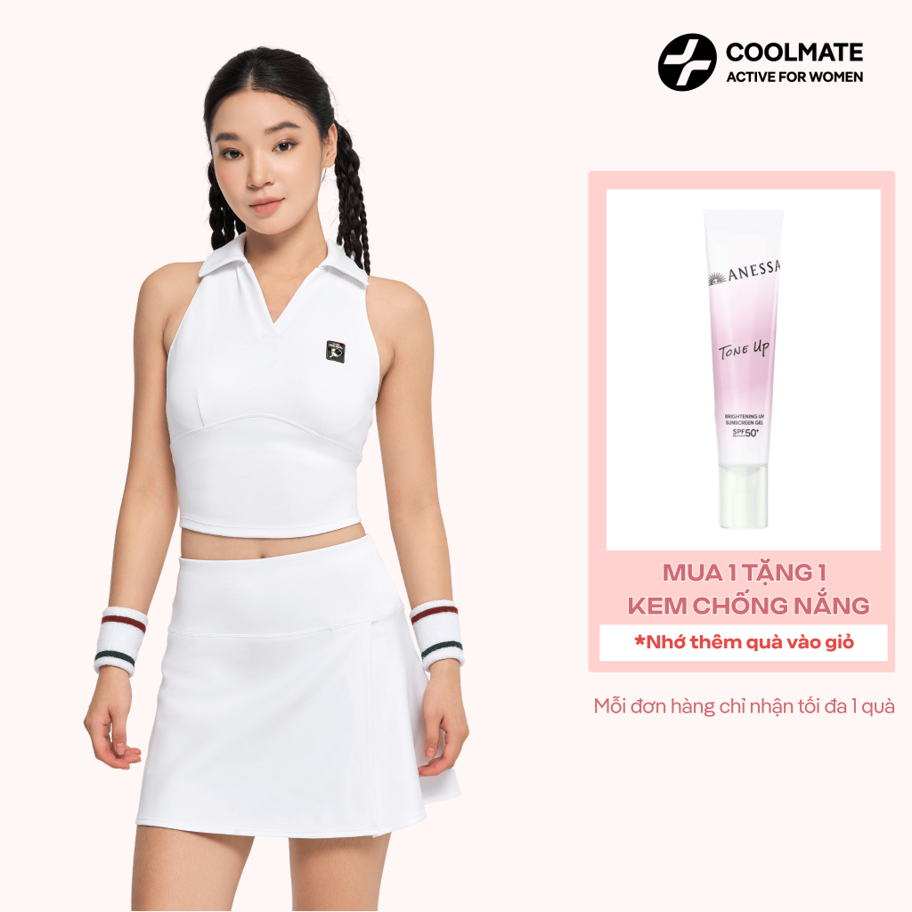 [TẶNG KCN ANESSA] Set đồ thể thao đi chơi pickleball Coolmate nữ áo polo baseline & chân Váy smash s