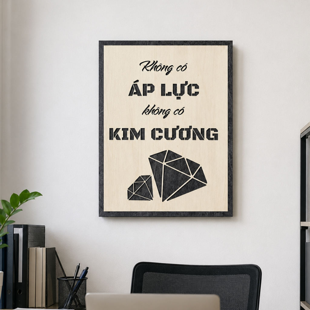 Tranh Gỗ Động Lực Treo Tường Văn Phòng – Tranh Slogan Thành Công, Làm Việc Có Tâm, Decor Phòng Làm V