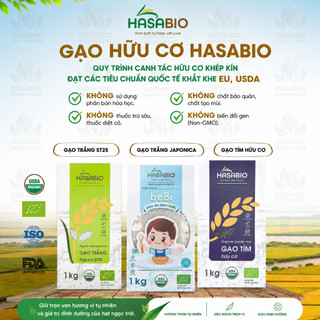 Gạo hữu cơ HaSaBio Organic Rice 1kg Gạo ST25 Gạo Japonica Gạo Tím
