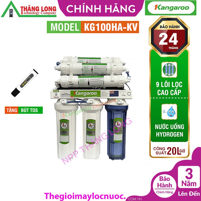 Máy lọc nước Hydrogen Kangaroo RO 9 lõi KG100HA không vỏ