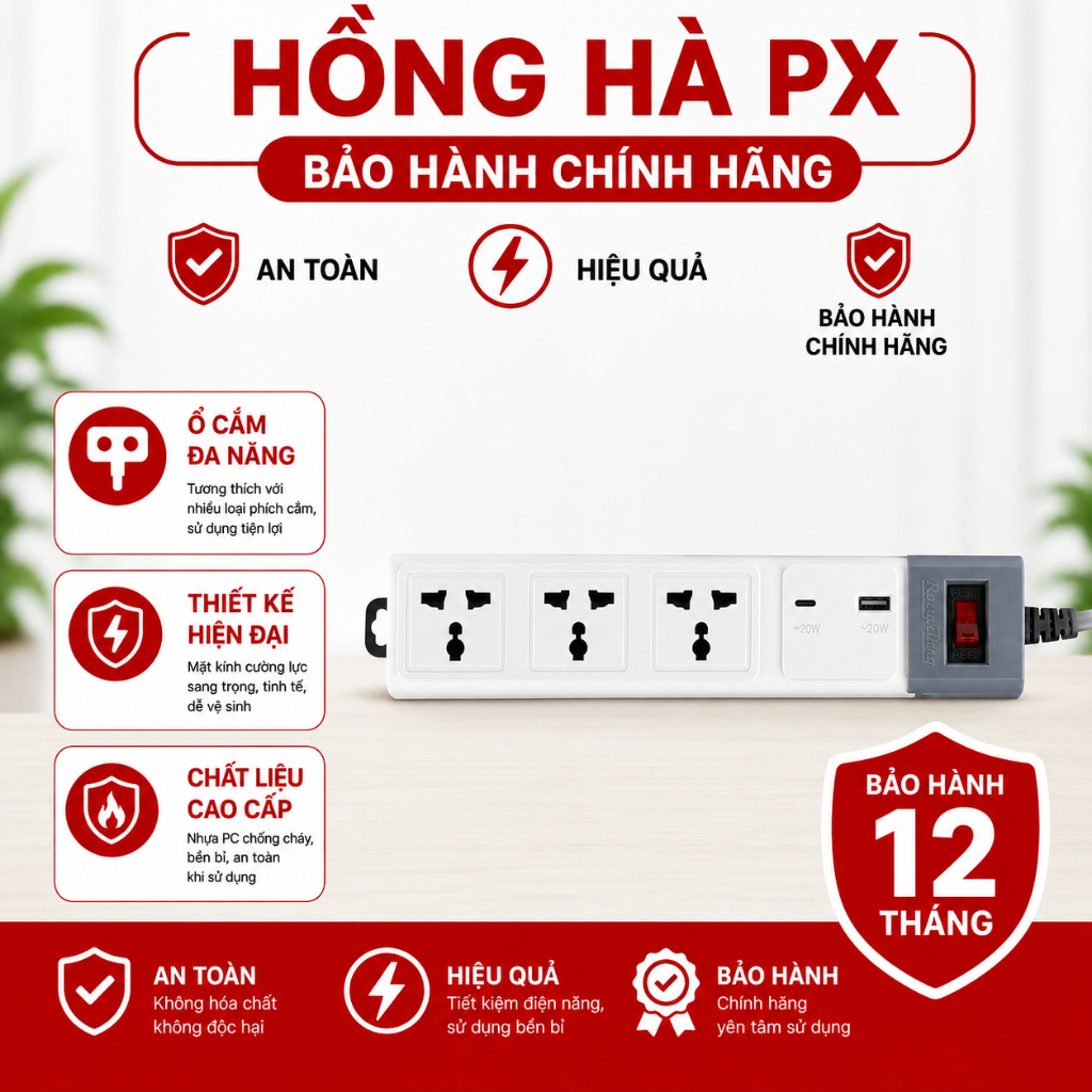 Ổ cắm thông minh Rạng Đông OC02.WF 3C/3M/10A, 60x35x270mm, 0.4kg