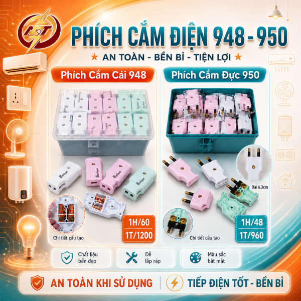 [ COMBO 5 CÁI ] Phích Cắm Cái Và Đực Thái Lan