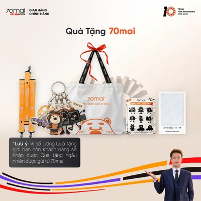 Móc khóa bản quyền 70mai, Túi bạt to đựng đồ, móc cheo balo
