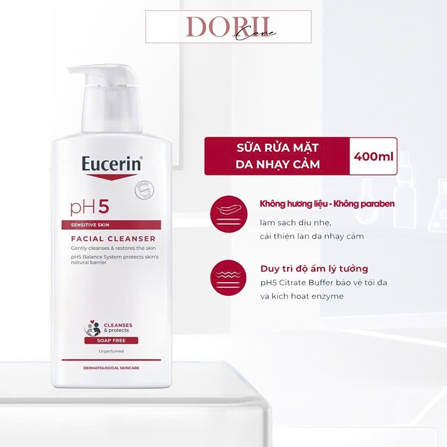 [SVIP] Sữa Rửa Mặt Eucerin PH5 Facial Cleanser Da Nhạy Cảm 400ml