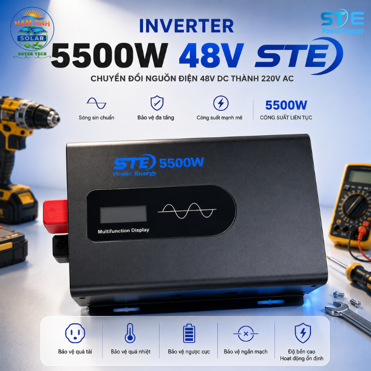 Bộ chuyển đổi điện Sin Chuẩn 5500W- Đổi Nguồn 48V sang 220V 5500W STED-SOYER TECH