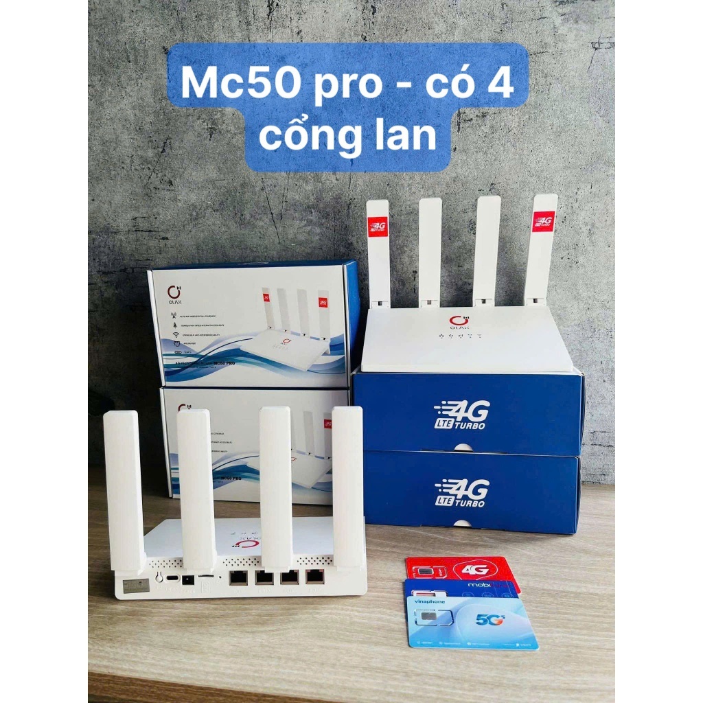 Bộ phát wifi lắp sim 4G cao cấp olax MC50 Pro 4 cổng LAN dùng cho gia đình , phòng trọ và trên ô tô