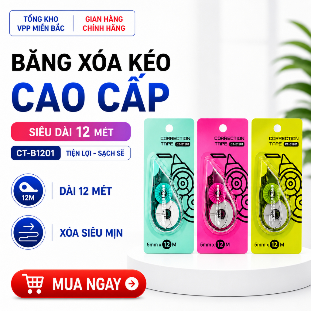Băng xóa kéo cao cấp 12m Batos Stationnery CT-B1201