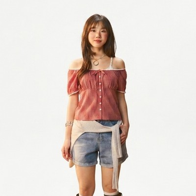 Áo Kiểu Nữ WHO.A.U Plaid Top_WHBLG2531B
