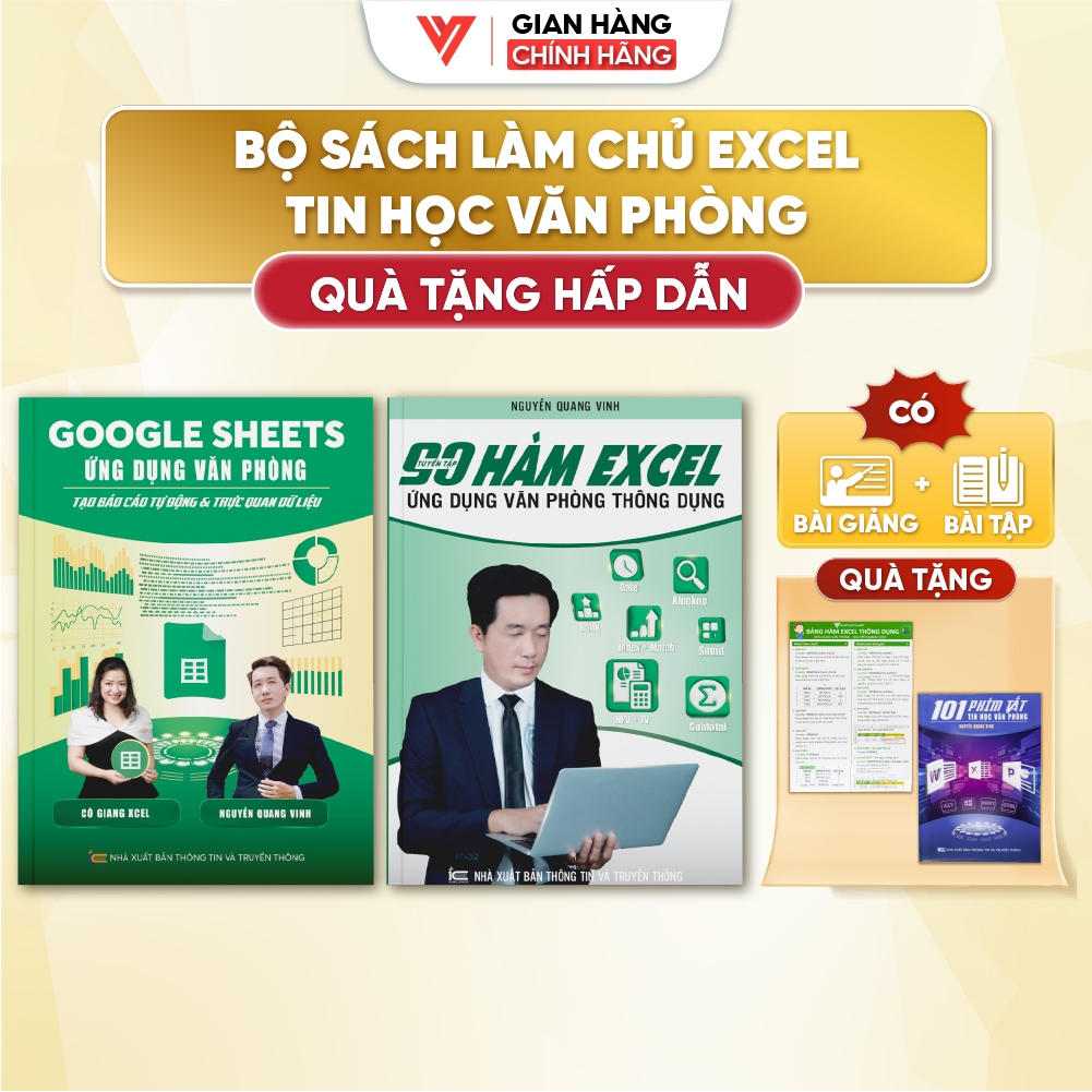 Combo 2 Sách Google Sheets Và 90 Hàm Excel Thông Dụng Tặng Video Bài Giảng Thầy Nguyễn Quang Vinh