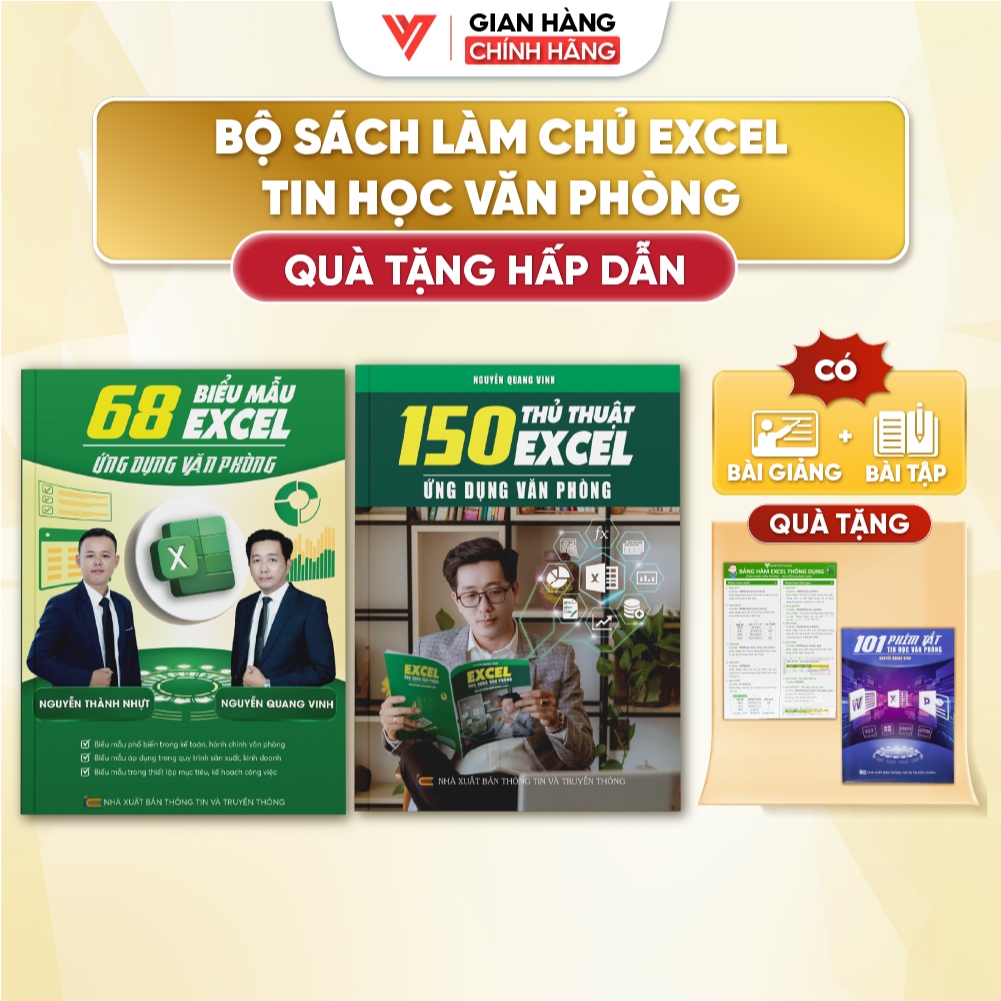 Combo 2 Sách 68 Biểu Mẫu Excel Và 150 Thủ Thuật Excel Bí Quyết Làm Chủ Excel Nâng Cao