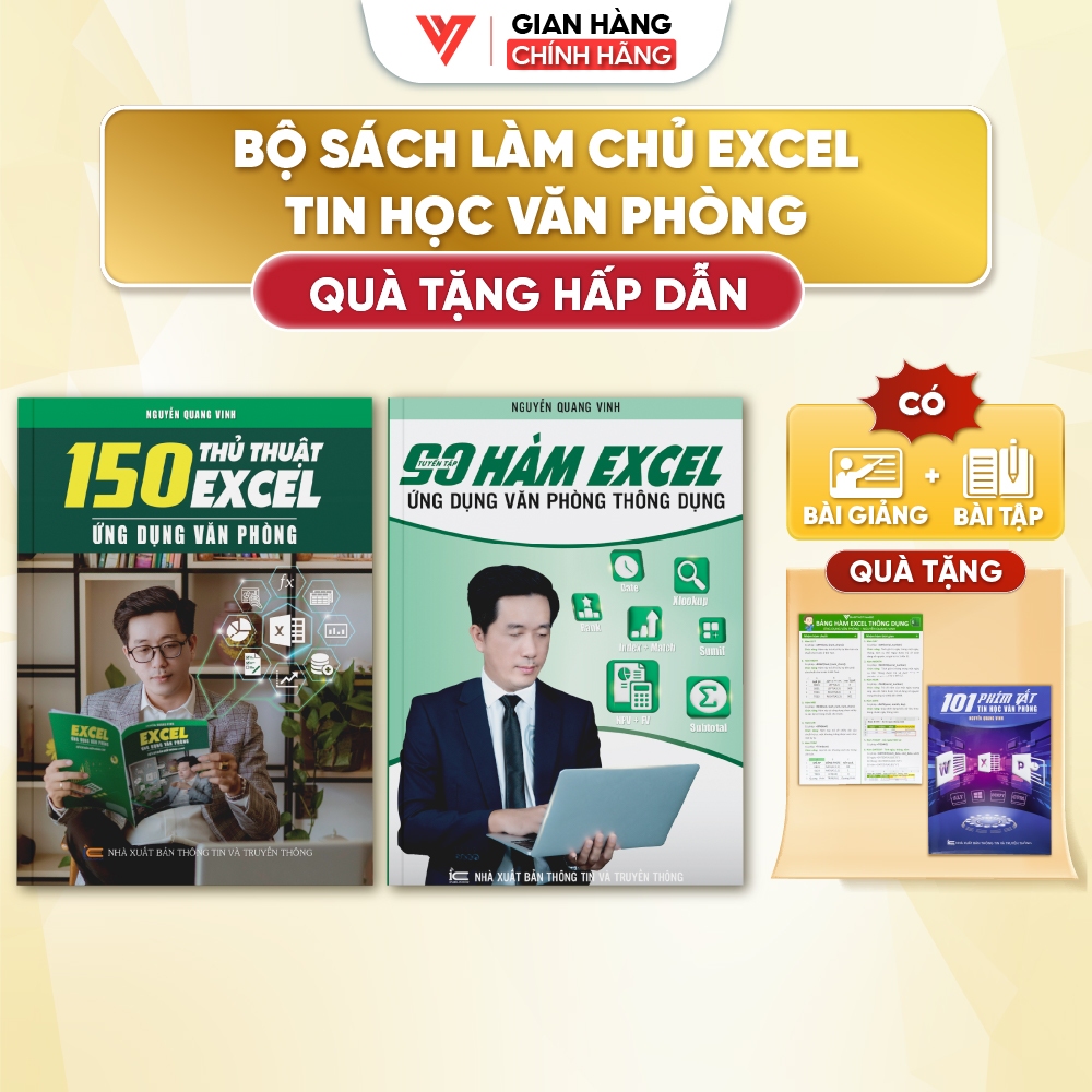 Combo 2 Sách 150 Thủ Thuật Excel Và 90 Hàm Excel Ứng Dụng Văn Phòng Thầy Nguyễn Quang Vinh