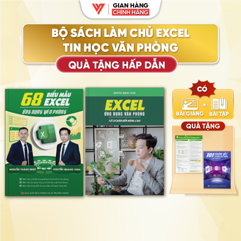 Combo 2 Sách 68 Biểu Mẫu Excel Và Excel Từ Cơ Bản Đến Nâng Cao Ứng Dụng Văn Phòng