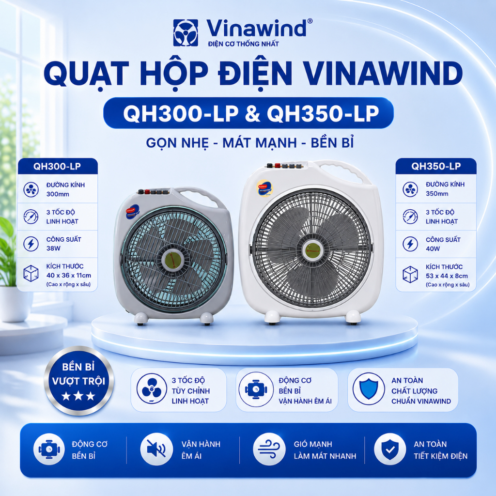 Quạt Hộp Vinawind QH300-LP QH350-LP | Quạt Chia Gió Nhỏ Gọn