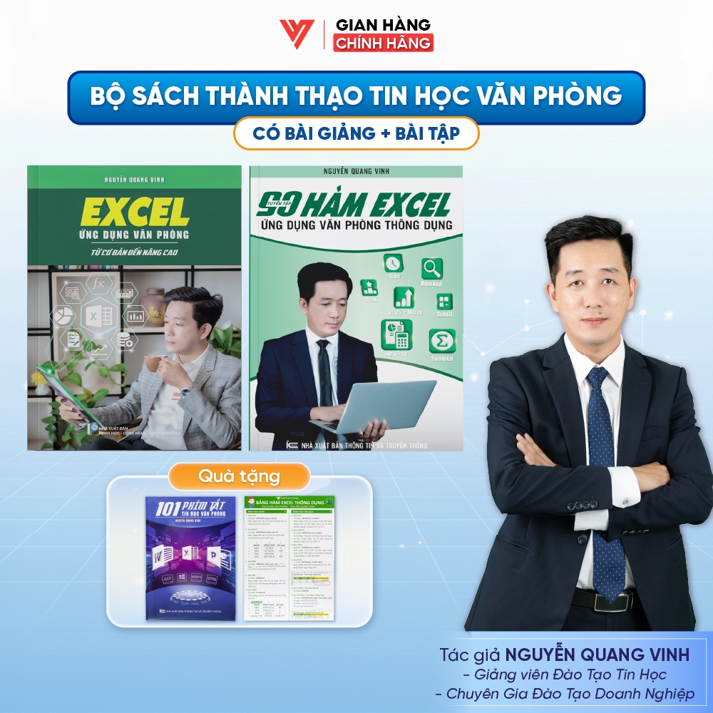 Combo 2 Sách Tin Học Excel Từ Cơ Bản Đến Nâng Cao Và 90 Hàm Excel Thông Dụng ĐÀO TẠO TIN HỌC Tặng Vi