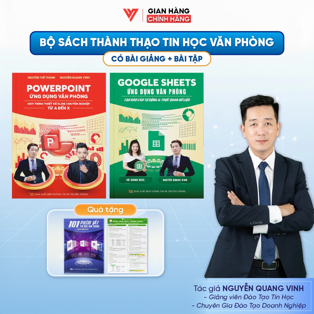Combo 2 Sách PowerPoint Và Google Sheet Ứng Dụng Văn Phòng Kèm Khoá Học