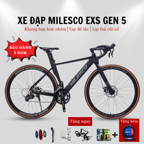 Xe Đạp Đua MILESCO EXS GEN 5 & Milesco EXT GEN 2 Khung Nhôm Không Mối Hàn Sensah R7 14 Tốc Độ Cối Nổ