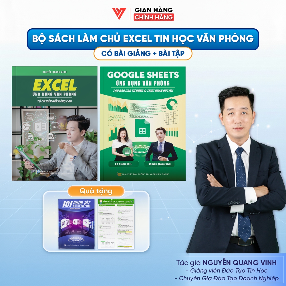 Combo 2 Sách Excel - Google Sheets Ứng Dụng Văn Phòng Kèm Khoá Học Video ĐÀO TẠO TIN HỌC