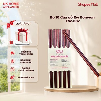Bộ 10 đũa gỗ ew eonwon EW-002 chống mốc bền đẹp an toàn cho sức khỏe gia đình
