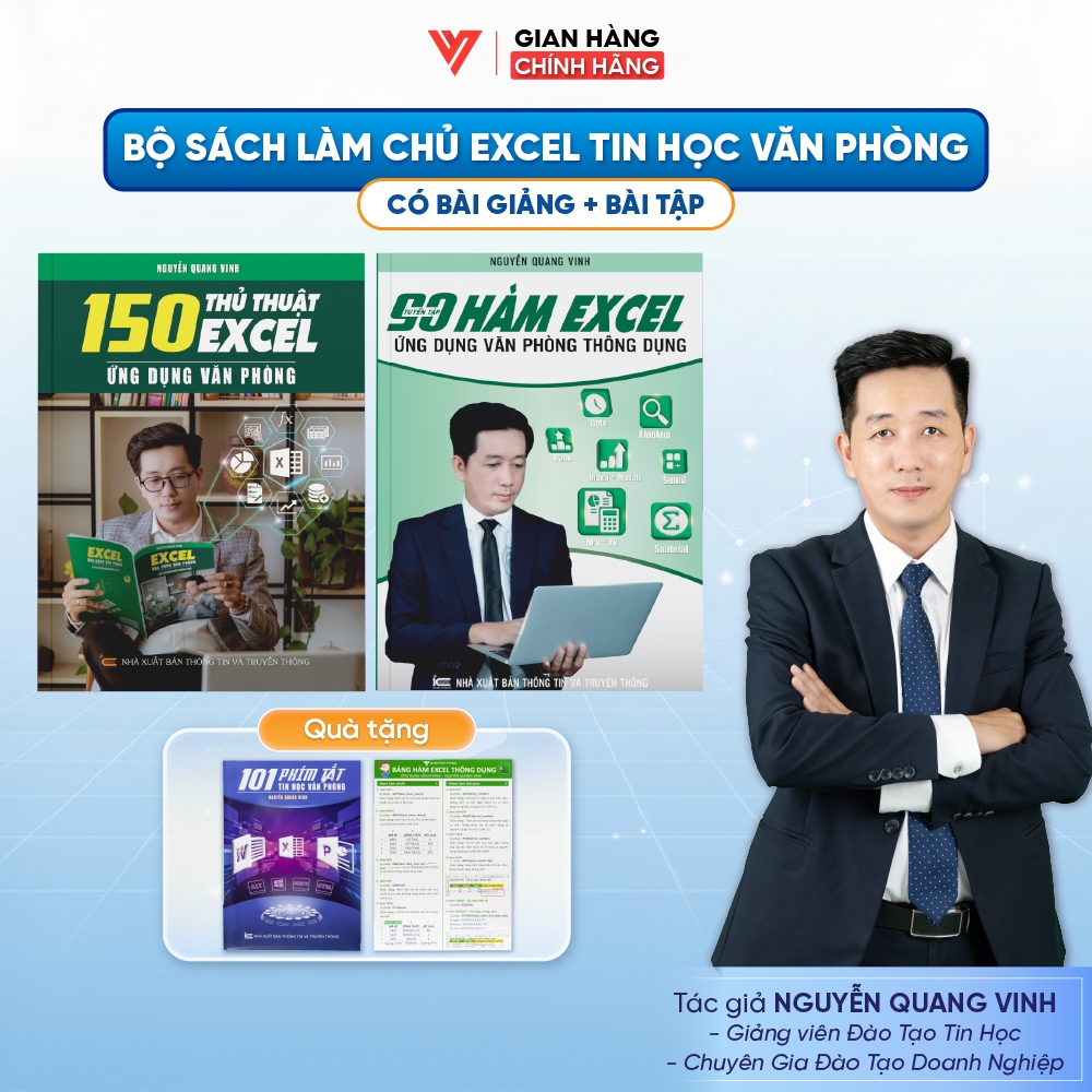 Combo 2 sách 90 Hàm Excel Và 150 Thủ Thuật Excel Ứng Dụng Văn Phòng ĐÀO TẠO TIN HỌC Tặng Kèm Video K