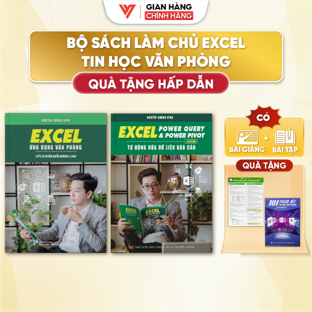 Combo 2 Sách Tin Học Excel Từ Cơ Bản Đến Nâng Cao Và Excel Power Query & Power Pivot Kèm Video Bài G