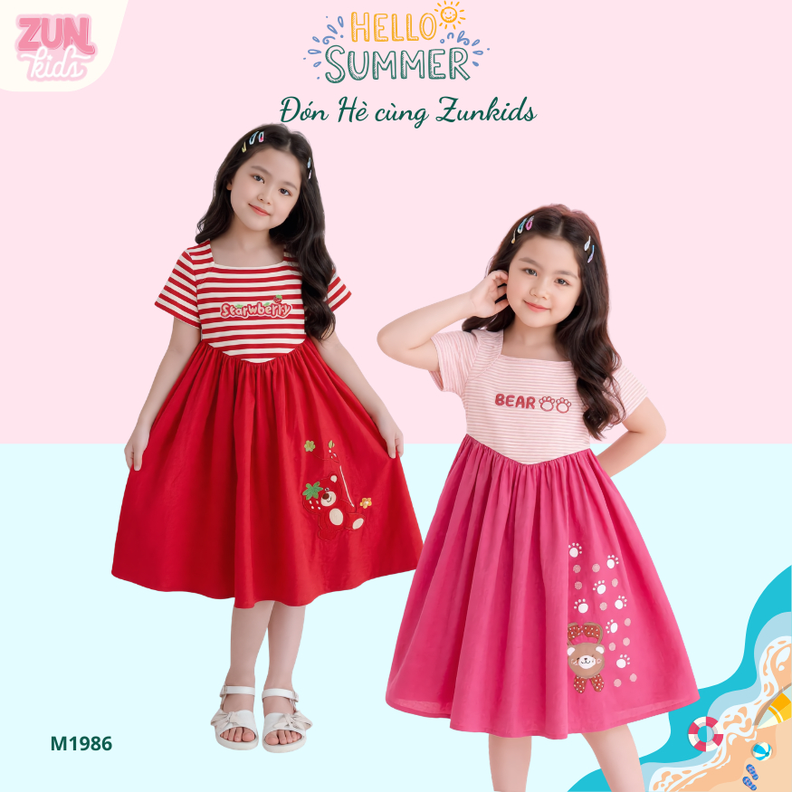 M1986 Váy gấu dâu sọc ZUNkids