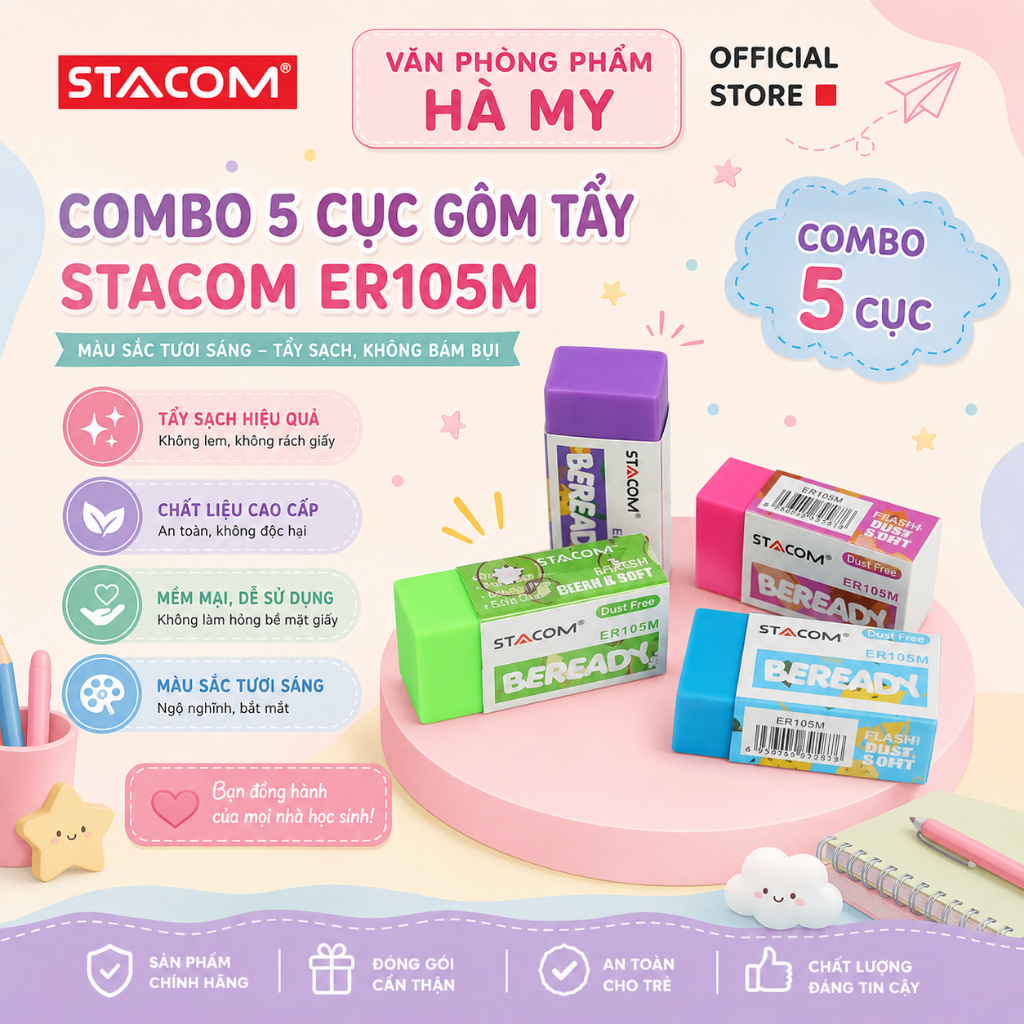 Combo 5 Cục Gôm Tẩy Màu Stacom ER105M