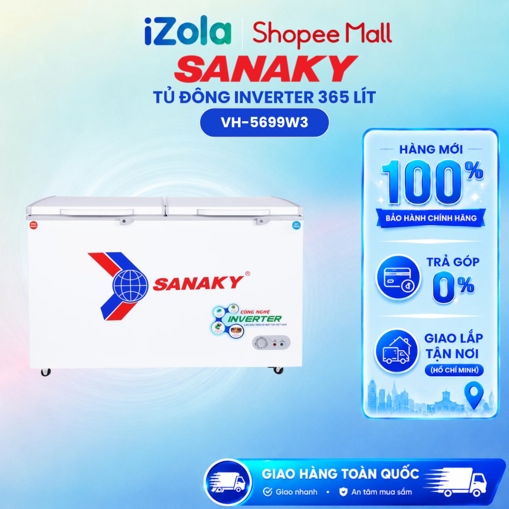 Tủ đông Sanaky Inverter 365 Lít VH-5699W3 365 Lít - Hàng chính hãng