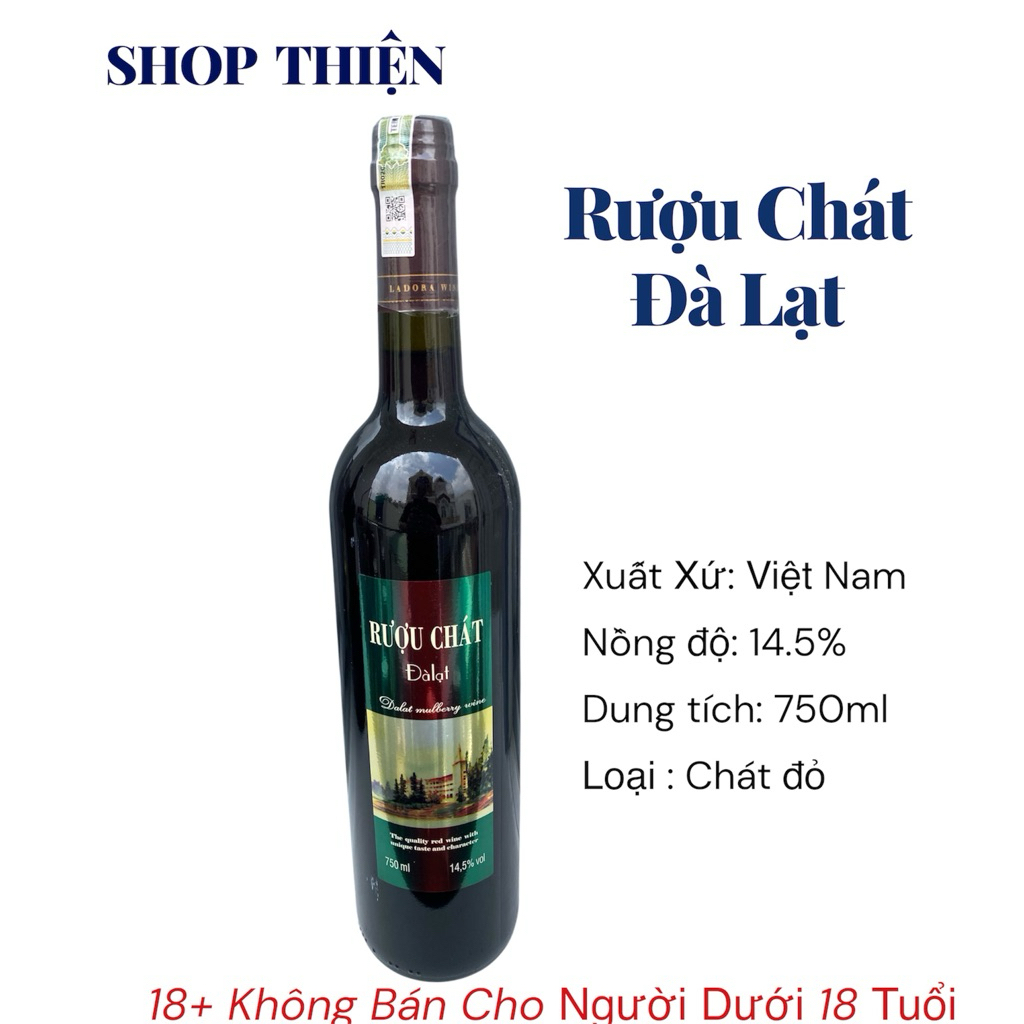 [SHOP THIỆN] Ruou Chát Đà Lạt 14.5% 750ml - Vang Đỏ Chát Ladofoods Chính Hãng