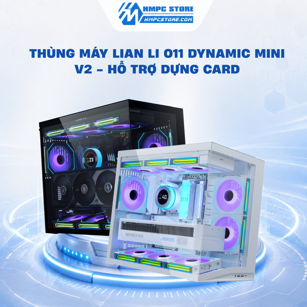 Case - Thùng máy Lian Li O11 DYNAMIC MINI V2 - Hỗ trợ dựng card, bảo hành 12 tháng
