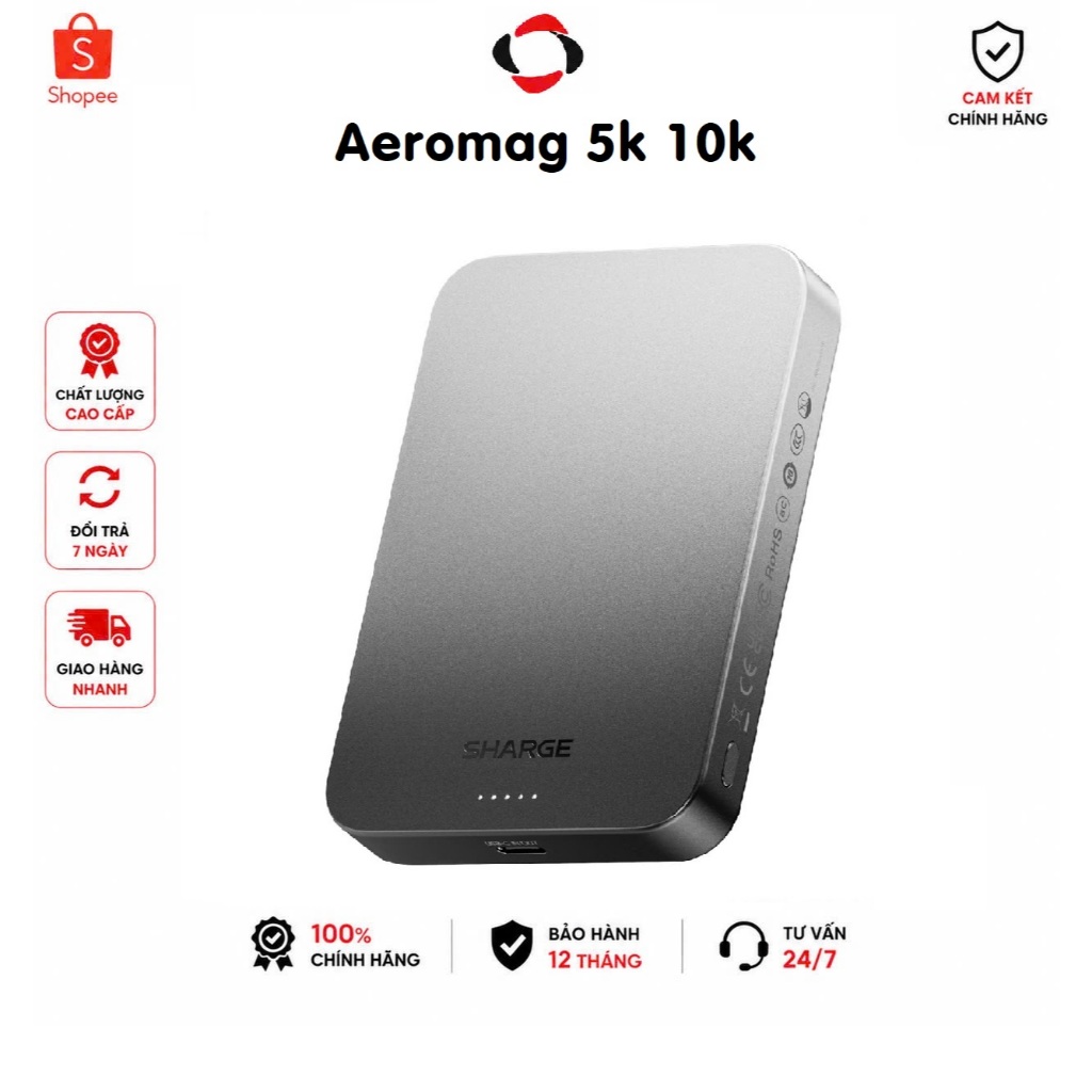 Sharge AeroMag 5K 10K Qi2 15W USB-C PD 20W Max