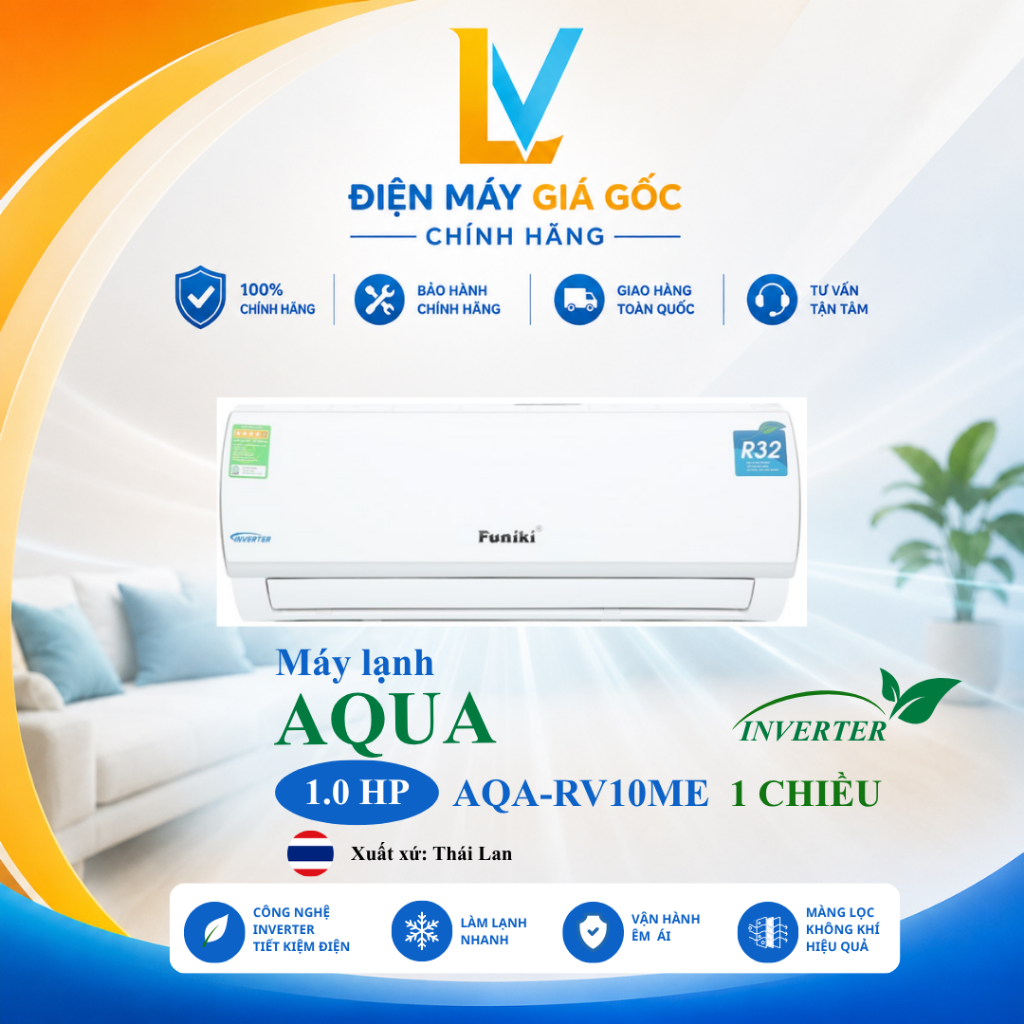 AQA-RV10ME - Máy lạnh AQUA Inverter 1.0 HP AQA-RV10ME - Xuất xứ Thái Lan - Hàng chính hãng
