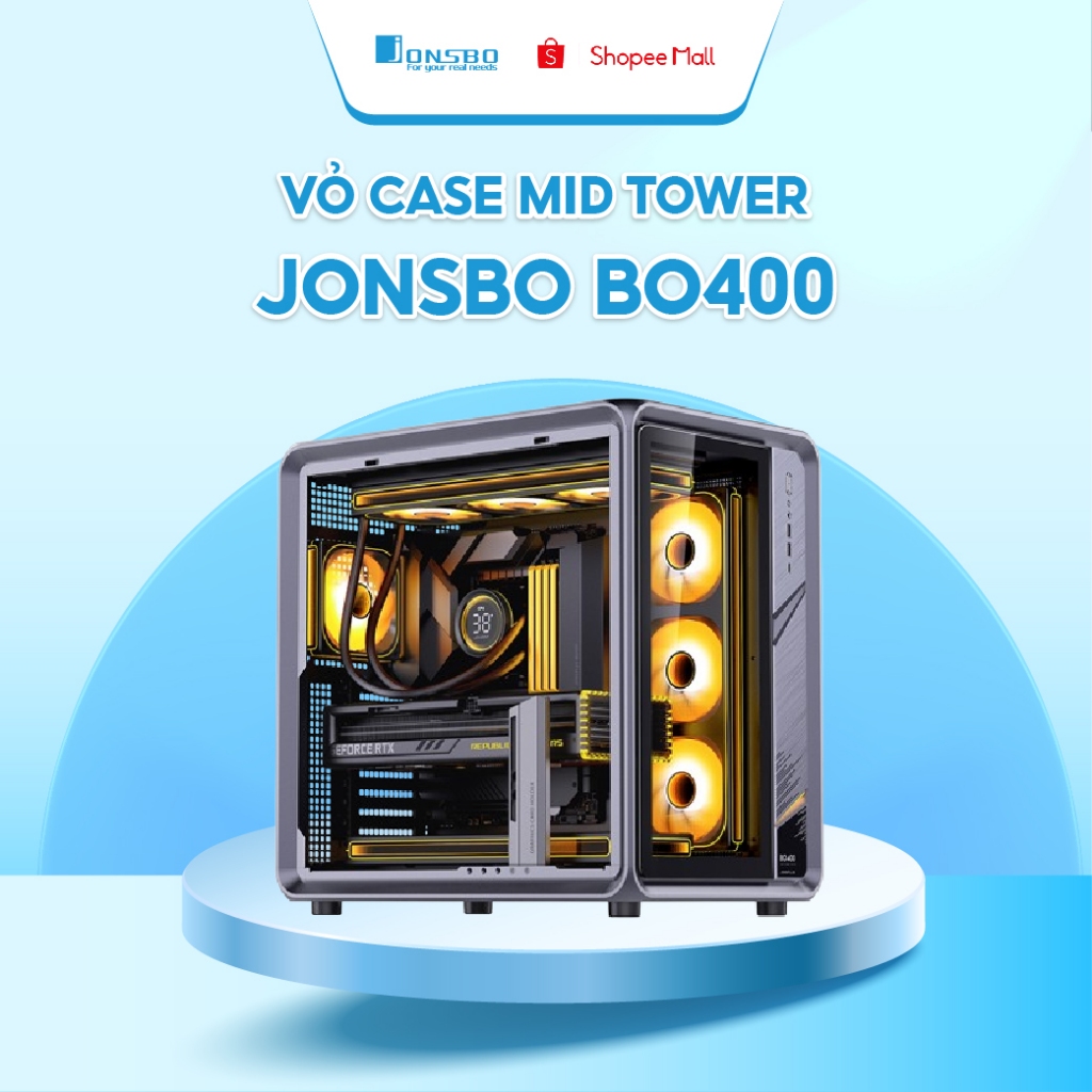 Vỏ Case Mid Tower Jonsbo BO400 Vỏ PC bể cá Ba Mặt Kính