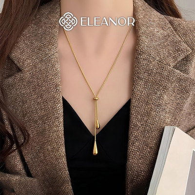 Dây chuyền nữ Eleanor Accessories dáng dài charm hình giọt nước phụ kiện trang sức vòng cổ 12230