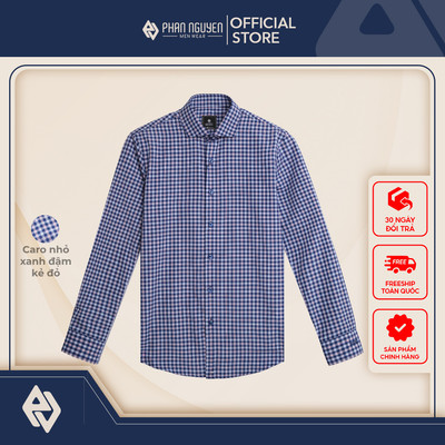Áo sơ mi kẻ nam Phan Nguyễn, chất liệu cao cấp, mềm mát, form slim fit, giữ form tốt SMD.1533