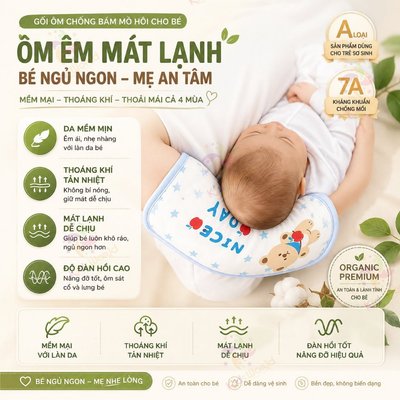 Gối Mát Kê Tay Bế Bé Cho Bé Bú, Đệm Lót Tay Thoáng Khí Chống Trượt,Gối Đỡ Tay Mẹ Khi Bế Bé KidsWorld