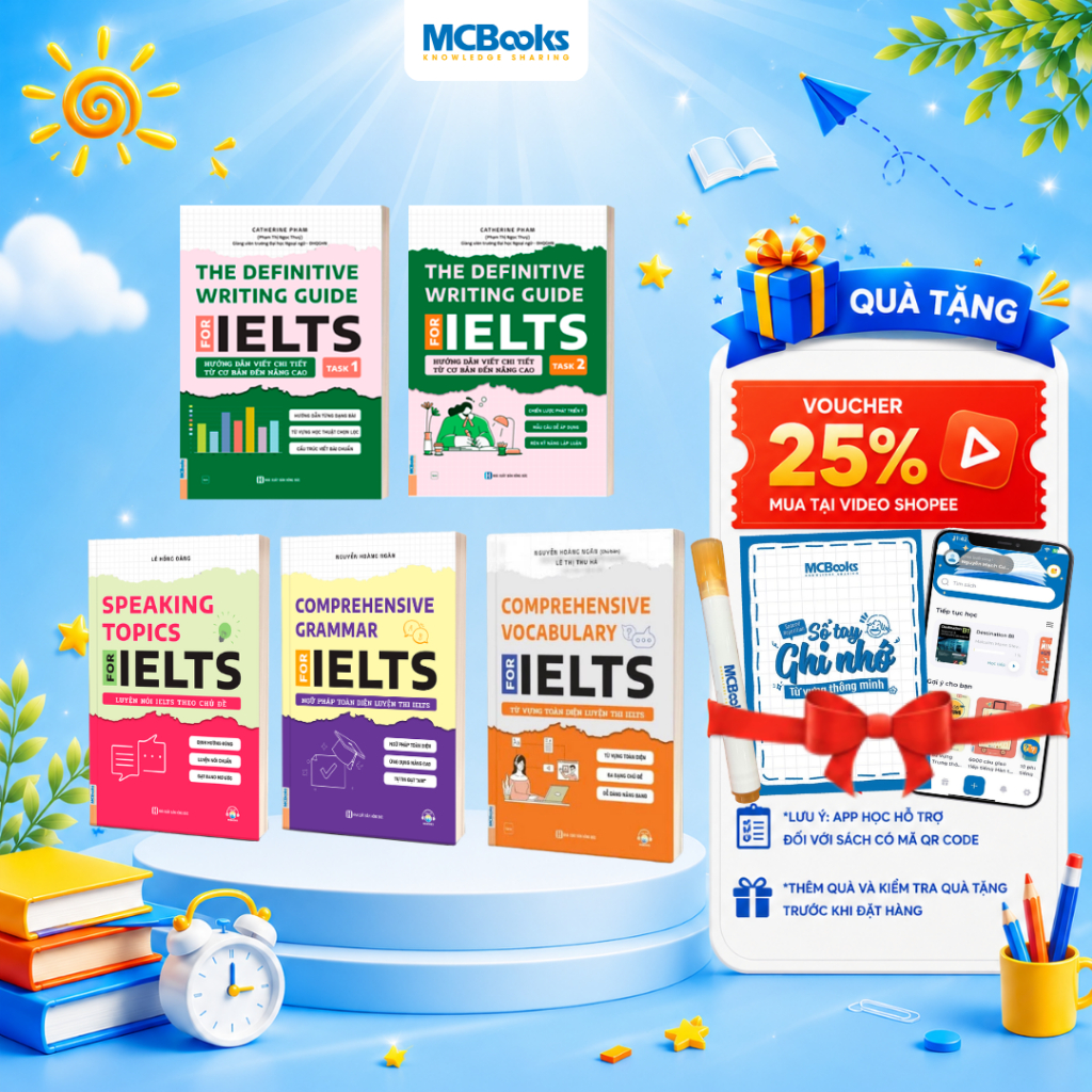 Sách - Ôn luyện IELTS - Comprehensive Grammar IELTS, Speaking Topics IELTS, The Definitive Writing G