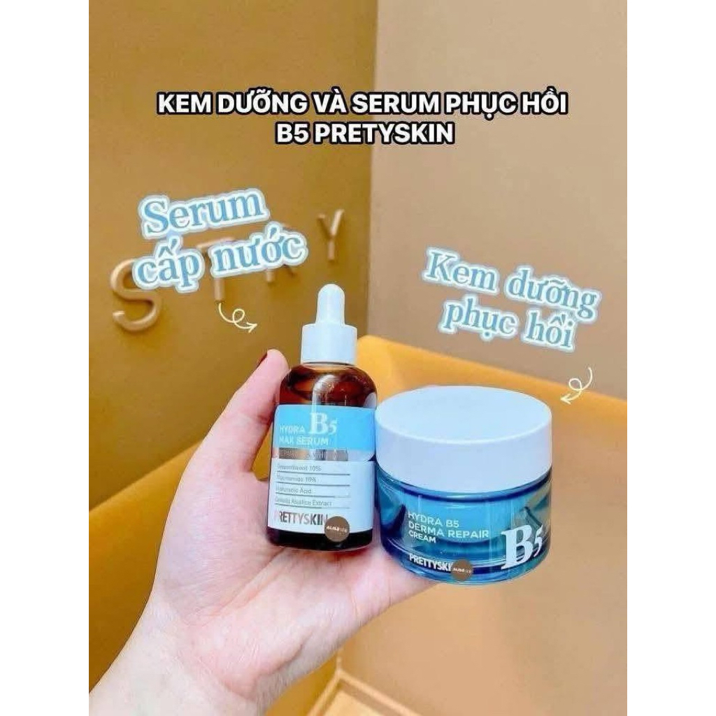 Combo Tinh Chất Phục Hồi Dưỡng Trắng Da Prettyskin Hydra B5 50ml + Kem Dưỡng Prettyskin Hydra B5 Der
