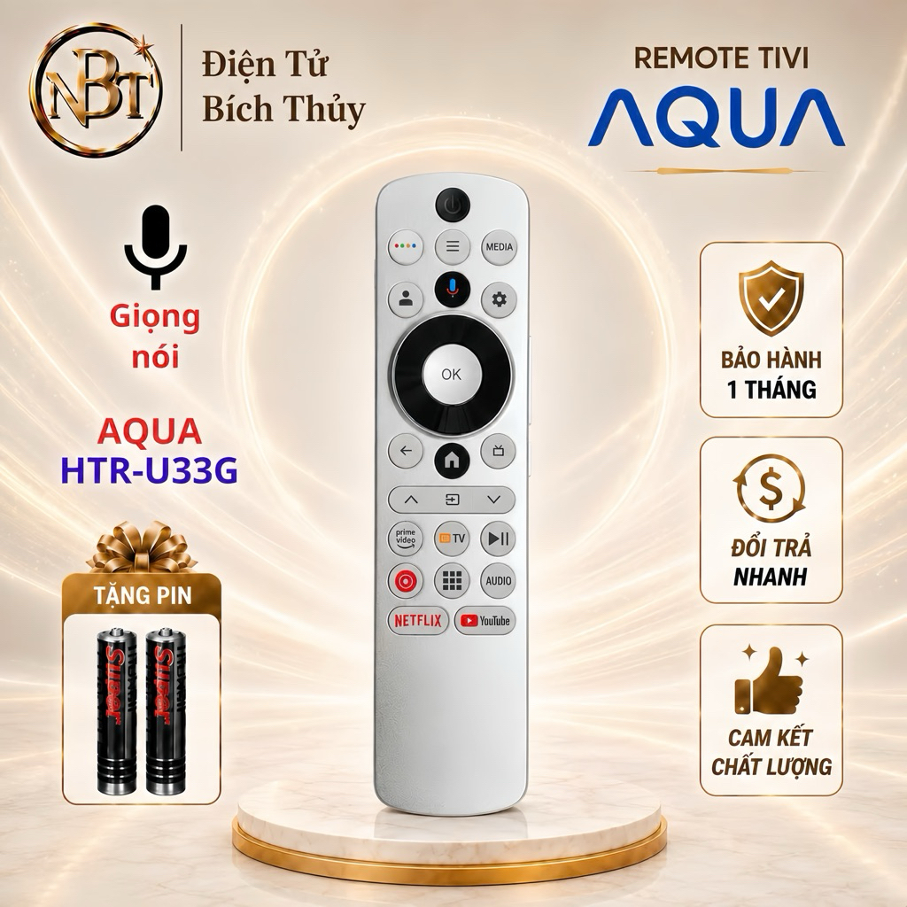 Remote điều khiển tivi AQUA Mã 03 giọng nói, điều khiển TV AQUA AQT50K800UG - Tặng pin- ĐT Bích Thuỷ