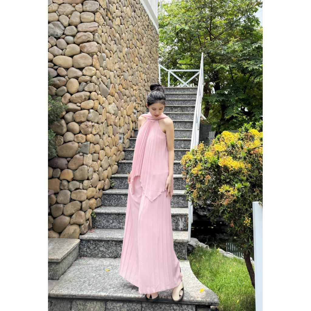 [EM Design] Set cổ yếm quần ống xuông rập ly siêu xinh “ Rosy Set”