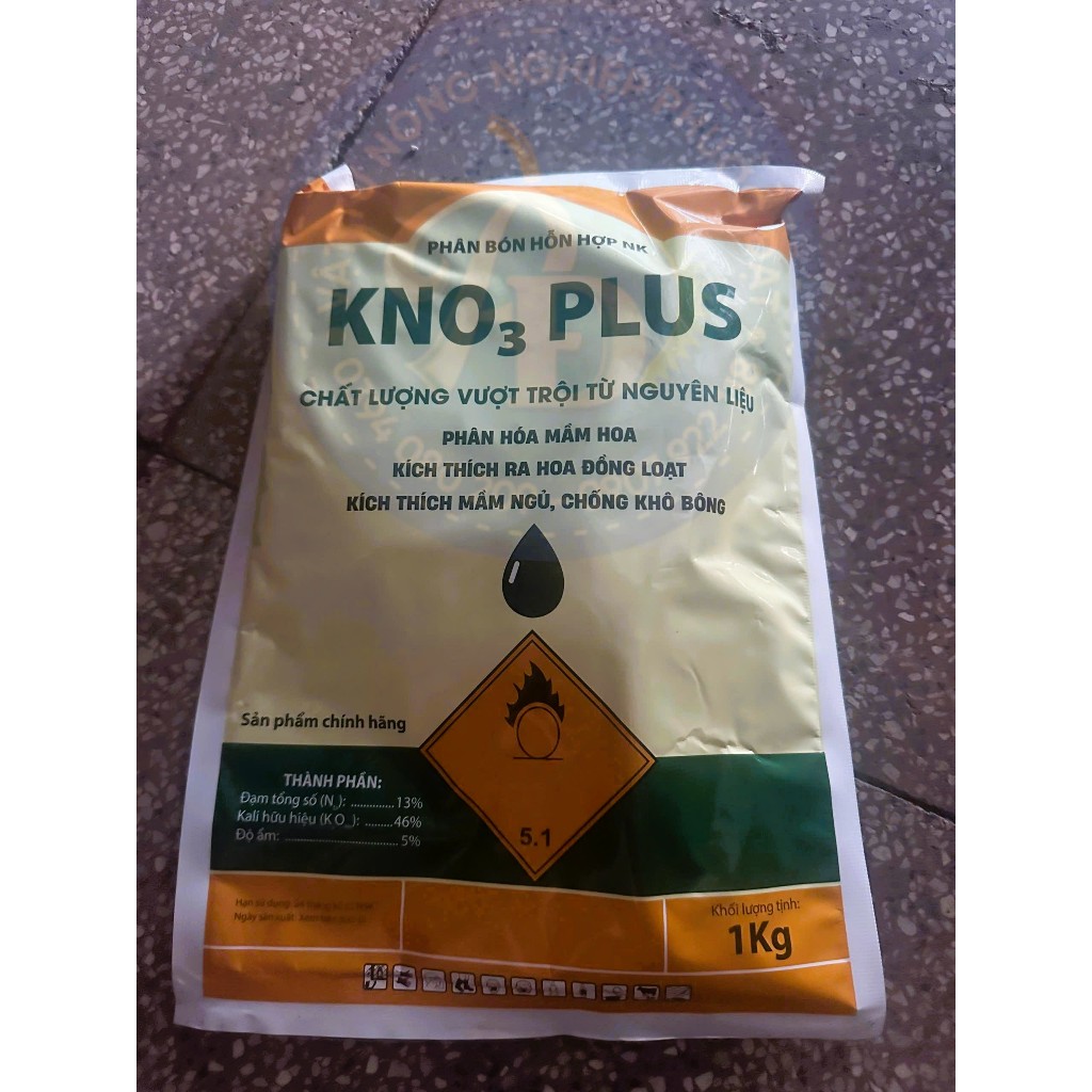PHÂN BÓN HỖN HỢP NK KNO3 PLUS 13 - 0 - 46 KÍCH BÔNG, PHÂN HÓA MẦM HOA VÀ CHỐNG KHÔ BÔNG