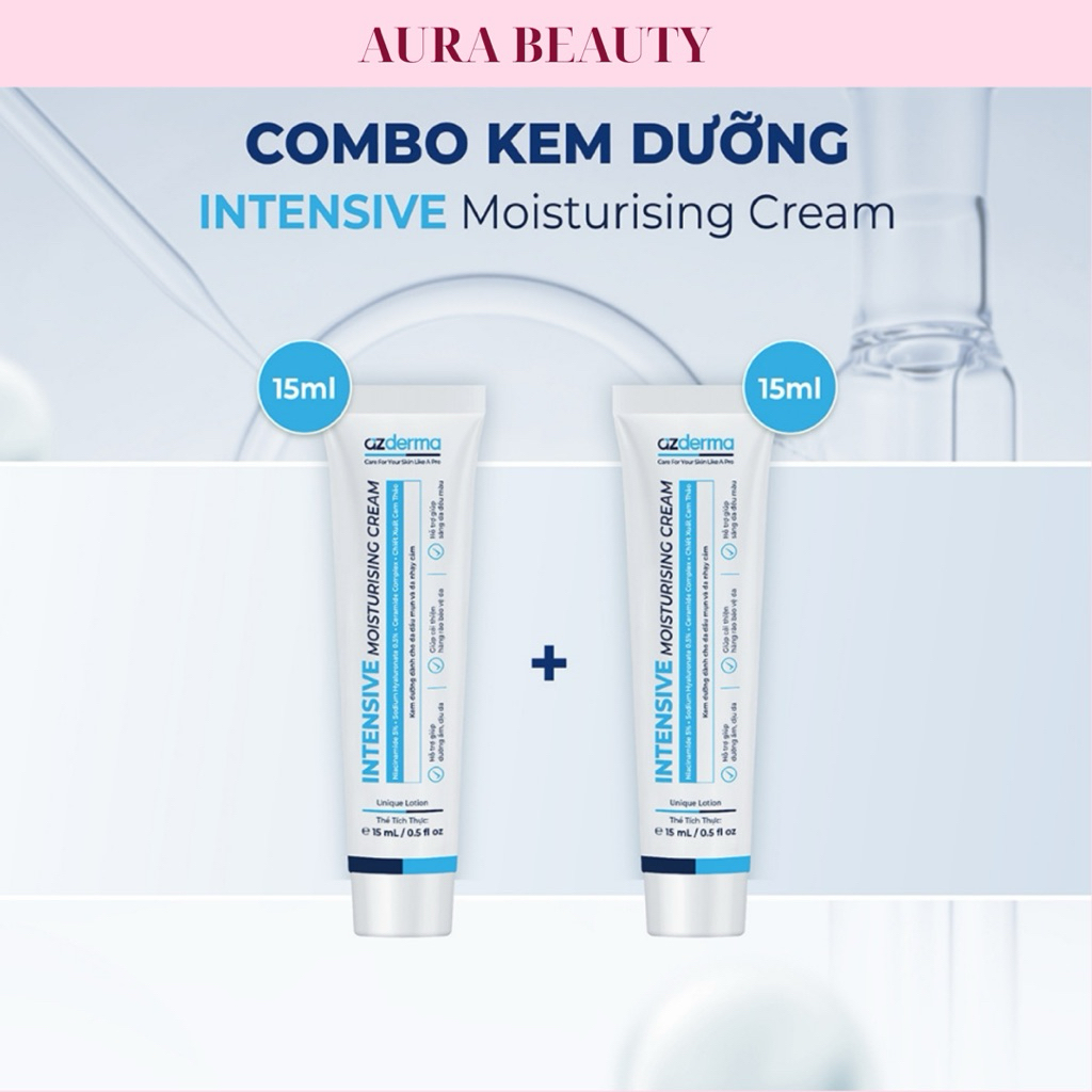 Azderma Intensive Moisturising Cream 15ml - Kem Dưỡng Ẩm Phục Hồi Da Dầu Mụn, Da Nhạy Cảm
