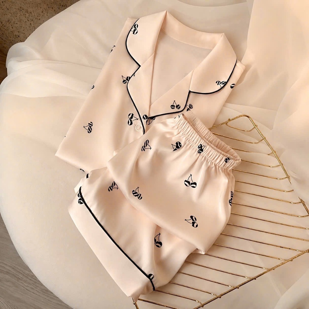 ⁠[LUNA-D11] Bộ đồ đùi Pijama lụa cao cấp | Premium Silk Short Pajama Set⁠