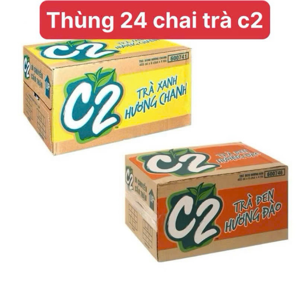 (Hoả tốc)Thùng Trà C2 Chanh - C2 Đào chai 455ml date mới