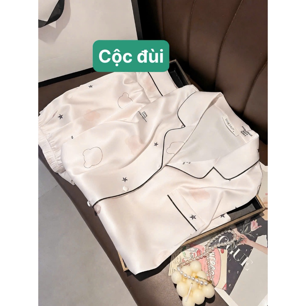 ⁠[LUNA-D18] Bộ đồ đùi Pijama lụa cao cấp | Premium Silk Short Pajama Set⁠