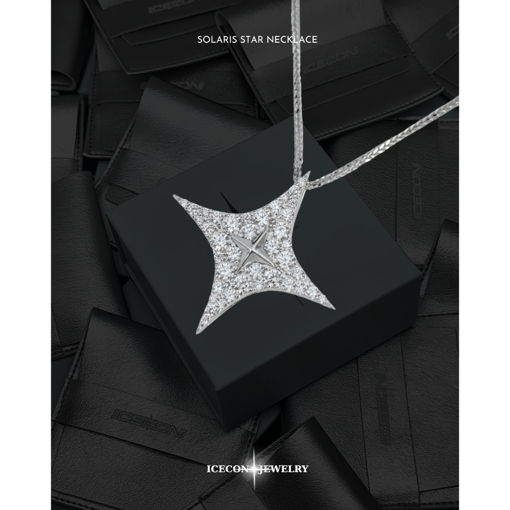 Dây Chuyền Bạc 925 - Mạ Vàng Trắng - Đính Đá - Ngôi Sao Icecon Unisex ( SOLARIS STAR NECKLACE ICECON