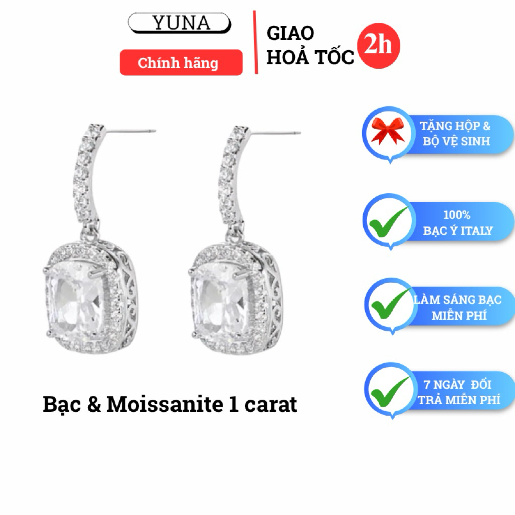 [ Kiểm Định 100% Bạc & Moissanite  ] Bông tai nữ 1 carat – mẫu Bạch Vân toả sáng (tặng hộp & Bộ vs )