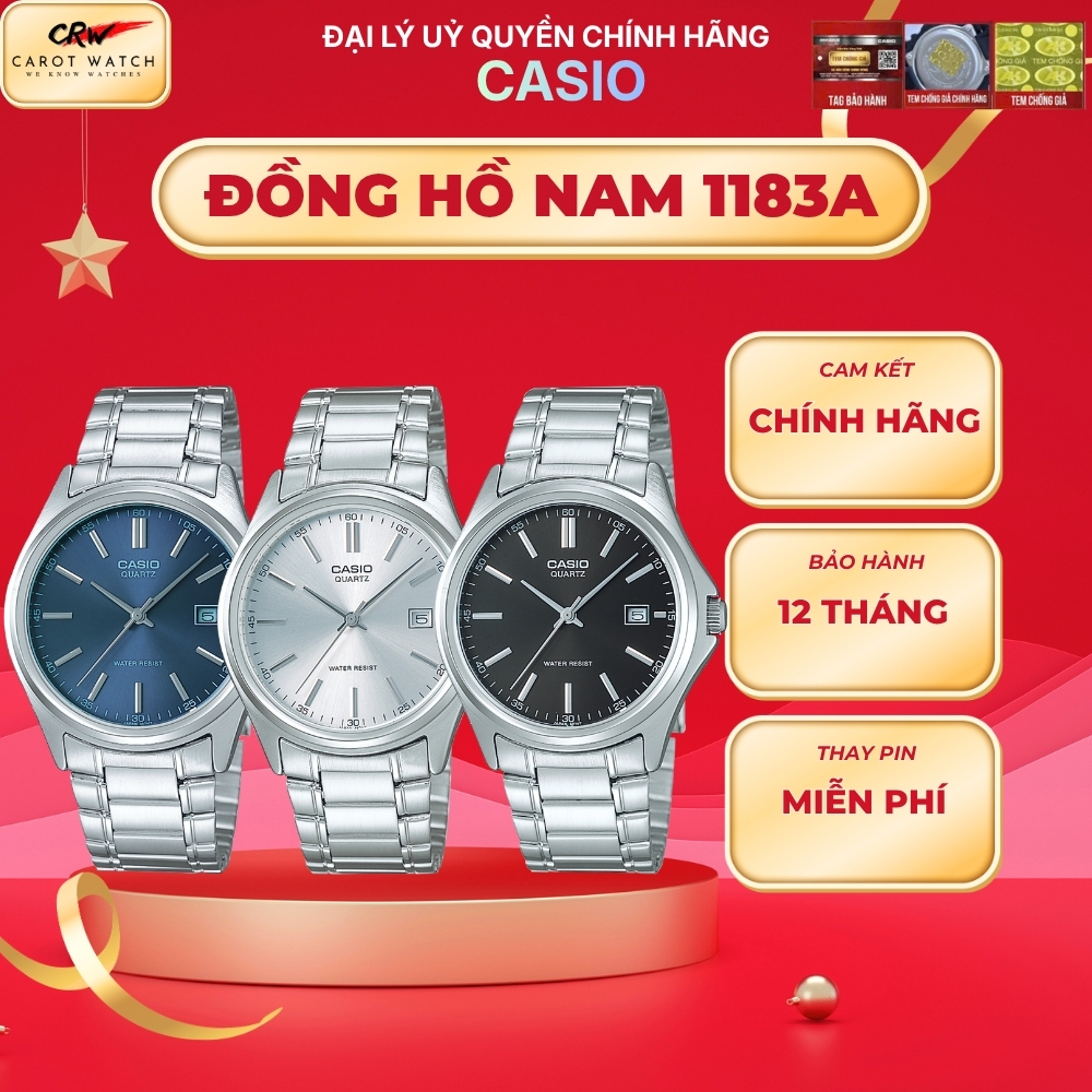 ĐỒNG HỒ NAM CASIO MTP-1183A CHÍNH HÃNG DÂY KIM LOẠI CHỐNG NƯỚC 3ATM