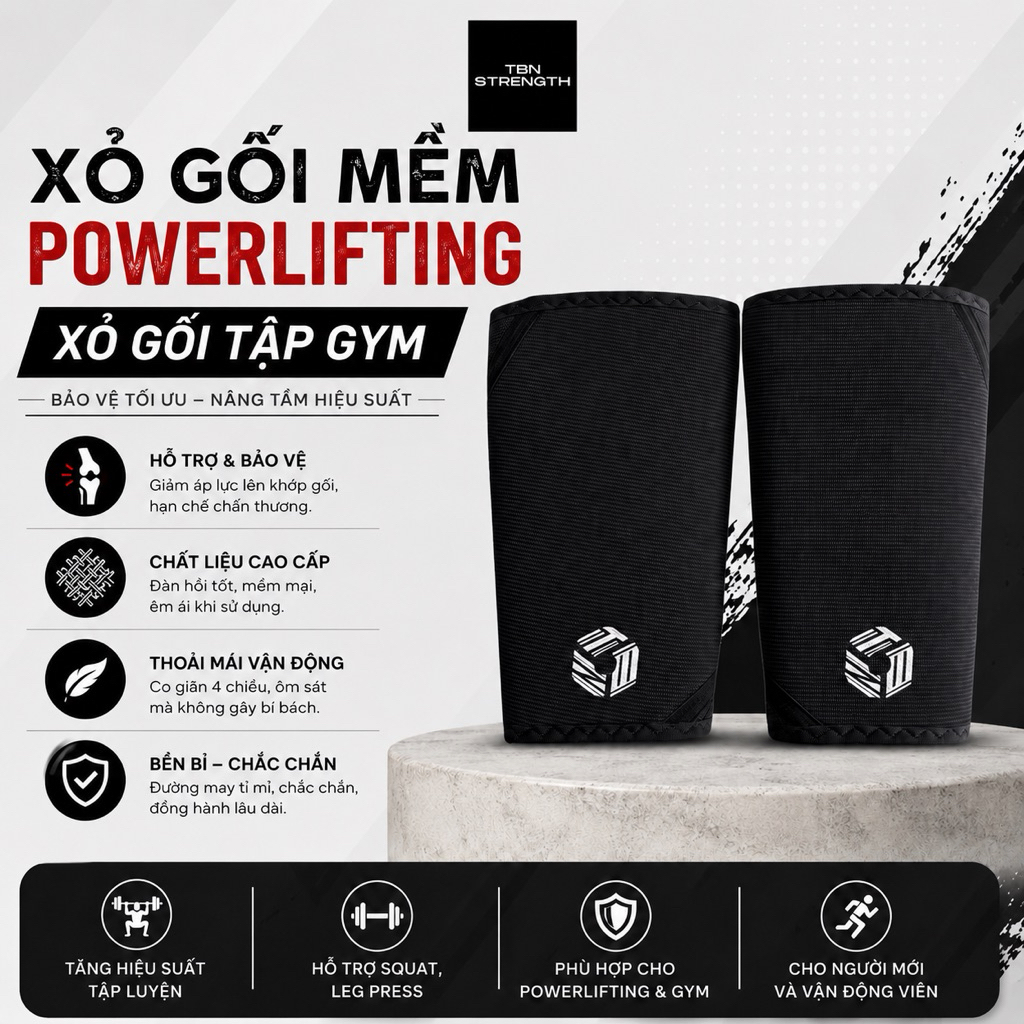 Xỏ Gối Tập Gym TBN STRENGTH Bản Flex-TBN Flex Knee Sleeves, Xỏ Gối Tập Gym, Xỏ Gối Thể Thao